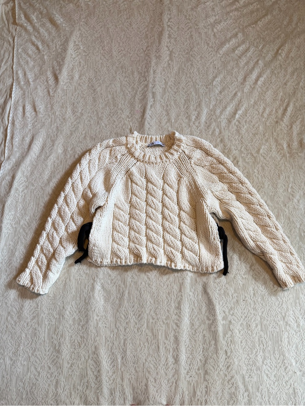 Zara chunky knit tie side crewneck sweater - Picture 2 of 10